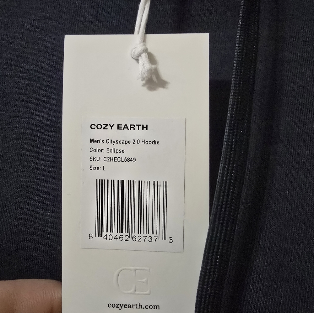 NWT Cozy Earth Men's Cityscape 2.0 Stuctured Cozycore Hoodie in Eclipse, Unisex. - Picture 10 of 11